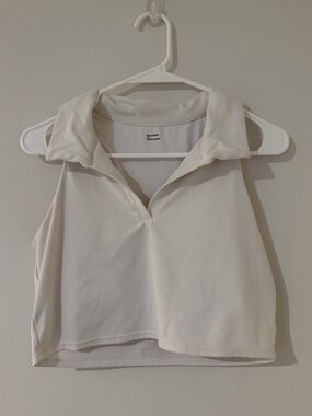 Gilly Hicks White Cropped Sleeveless Collared Polo Top Women’s XL